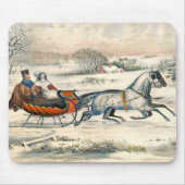 Klassieke 1853 slee-rit Currier Ives winterlandsch Muismat (Voorkant)