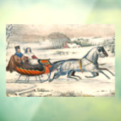 Klassieke 1853 slee-rit Currier Ives winterlandsch Raamsticker (Vel 3)