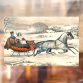 Klassieke 1853 slee-rit Currier Ives winterlandsch Raamsticker (Vel 2)