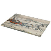 Klassieke 1853 slee-rit Currier Ives winterlandsch Snijplank (Hoek)