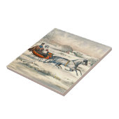 Klassieke 1853 slee-rit Currier Ives winterlandsch Tegeltje (Zijkant)