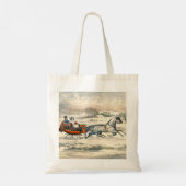 Klassieke 1853 slee-rit Currier Ives winterlandsch Tote Bag (Achterkant)