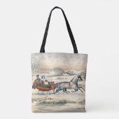 Klassieke 1853 slee-rit Currier Ives winterlandsch Tote Bag (Achterkant)