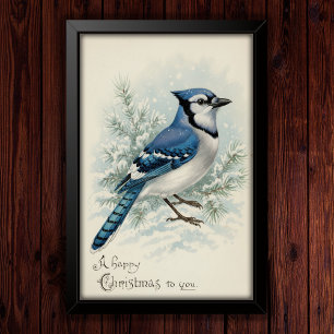 Klassieke 1908 Blauwe Gaai Kerstposter Kunst Poster