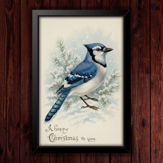 Klassieke 1908 Blauwe Gaai Kerstposter Kunst Poster