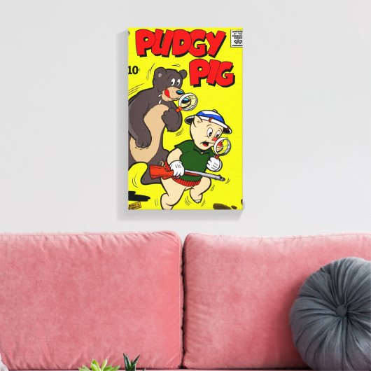 Klassieke 1940's Pudgy Pig Canvas Print (Insitu (Woonkamer))