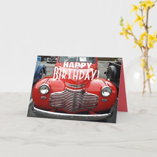 Klassieke 1941 Chevy Coupe Birthday Kaart (Gele Bloem)