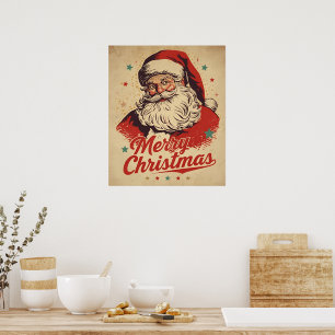 Klassieke 1950s Retro Kerstman Gelukkig Kerstmis Poster