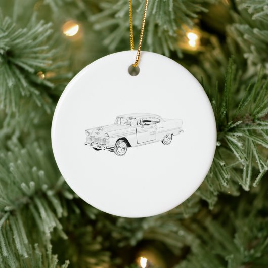 Klassieke 1955 Chevy Bel Air Pencil Tekening Keramisch Ornament (Boom)