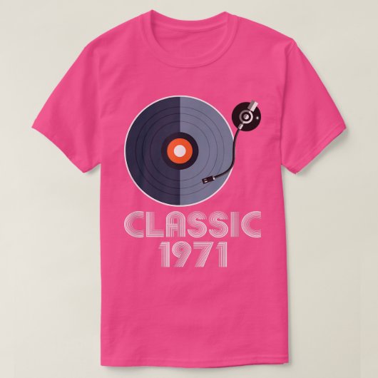  Klassieke 1971 Vinyl Record Player Music Lov T-shirt (Design voorkant)
