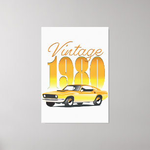 Klassieke 1980 Retro Auto Canvas Afdruk