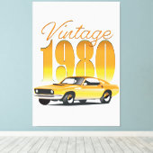 Klassieke 1980 Retro Auto Canvas Afdruk (Insitu (Houten vloer))