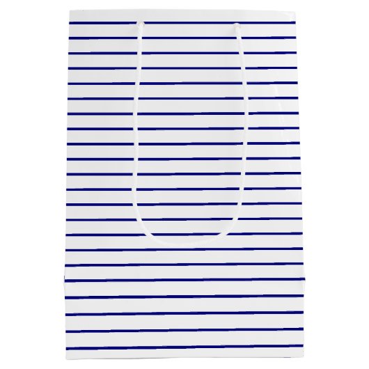 Klassieke 1/2 Inch Navy Blue Pinstripe op een witt Medium Cadeauzakje (Achterkant)
