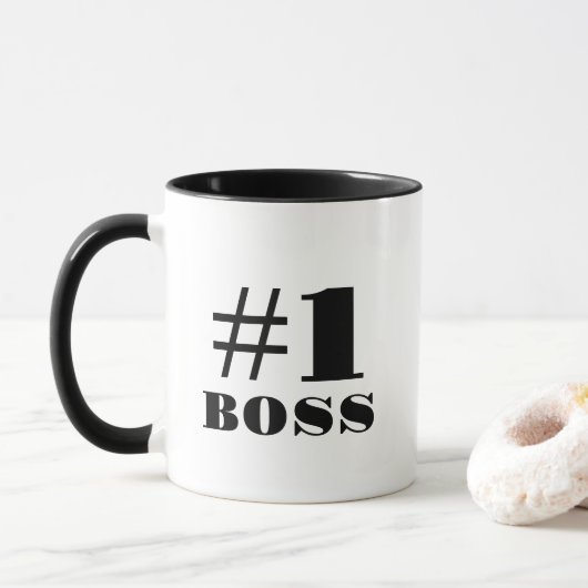 Klassieke #1 Baas Twee-Tone Mok (Met donut)