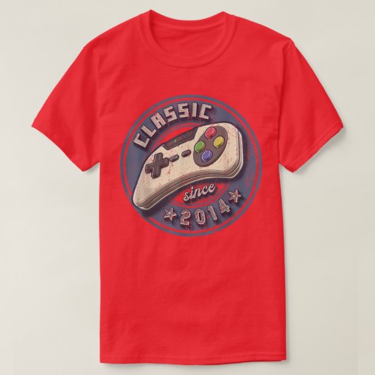 Klassieke 2014 8e 'Birthday Retro' videospelcontro T-shirt (Design voorkant)