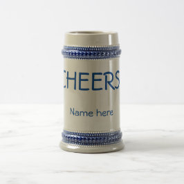 Klassieke 22 ounce "CHEERS!" bierstein. Aanpassen! Bierpul