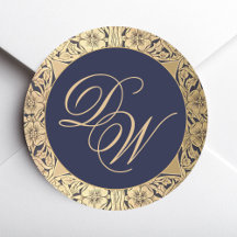 Klassieke 2 Initialen Monogram Navy Blauw Gouden R