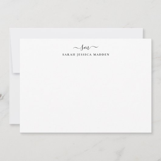 Klassieke 2 Monogram Initiaal Girly Script Swash Notitiekaartje (Voorkant)