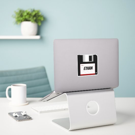 Klassieke 3,5-inch diskette laptop Sticker (Laptop op bureau)