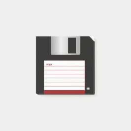 Klassieke 3,5-inch diskettestations met rode hoek post-it® notes