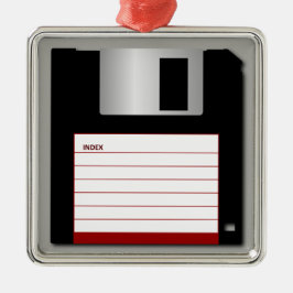 Klassieke 3,5-inch rode diskette metalen ornament
