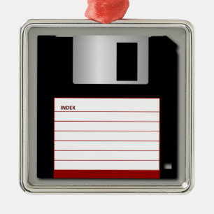 Klassieke 3,5-inch rode diskette metalen ornament