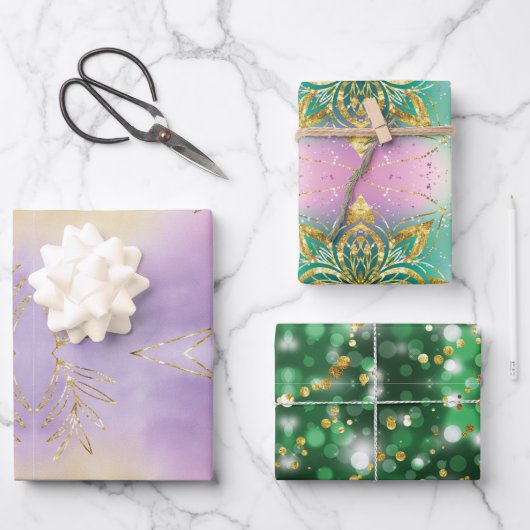 Klassieke 3 kleurenvakantie Snowflakes kerstval Inpakpapier Vel (Voorkant)