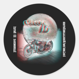 Klassieke 3D motorfiets Ronde Sticker