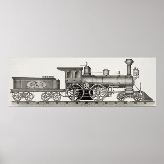 Klassieke 4-4-0 Amerikaanse locomotief Poster (Voorkant)