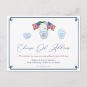 Klassieke 4 juli rood wit blauw adreswijziging aankondigingskaart (Voorkant)