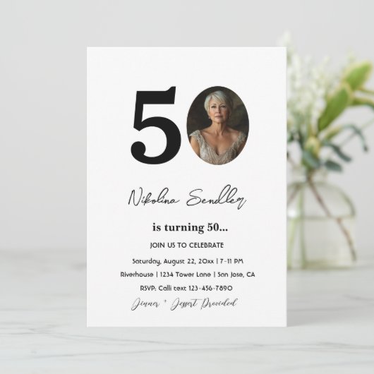 Klassieke 50 verjaardagsfeestje uitnodiging (Staand voorkant)