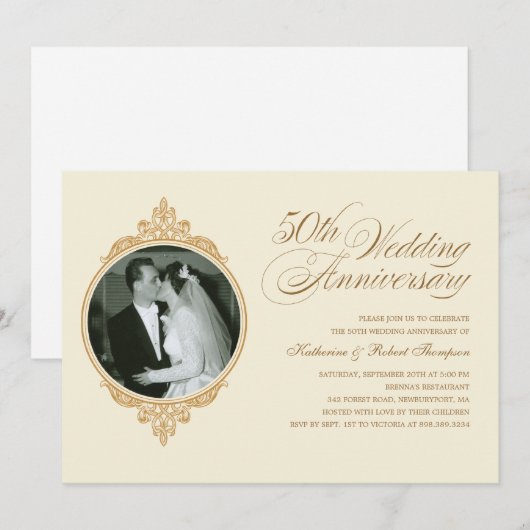 Klassieke 50e Jubileum foto-uitnodigingen Kaart (Voorkant / Achterkant)