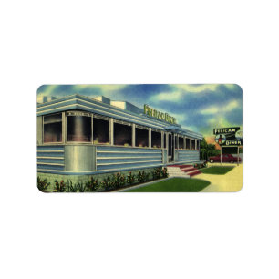  Klassieke 50s restaurantrestaurant Pelican Diner Etiket