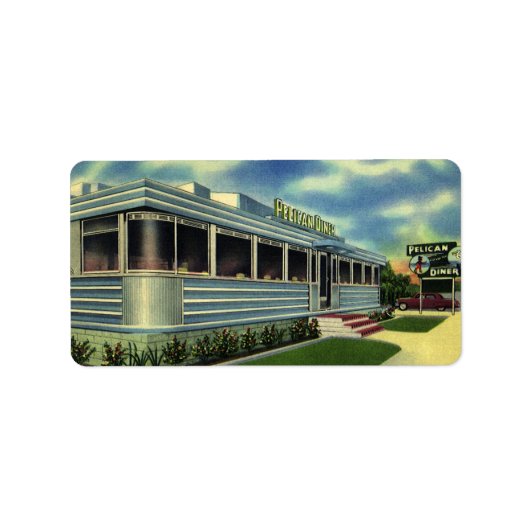  Klassieke 50s restaurantrestaurant Pelican Diner Etiket (Voorkant)