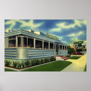 Klassieke 50s restaurantrestaurant Pelican Diner Poster