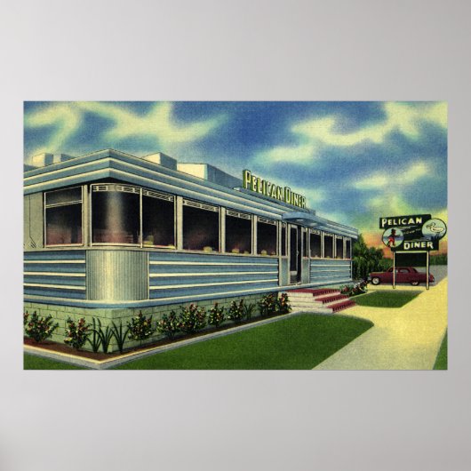  Klassieke 50s restaurantrestaurant Pelican Diner Poster (Voorkant)