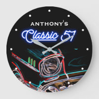 Klassieke 57 1957 Chevy Neon Effect Car Black Retr