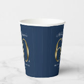 Klassieke 60e verjaardag Solid Gold Text Navy Blue Papieren Bekers (Rechts)