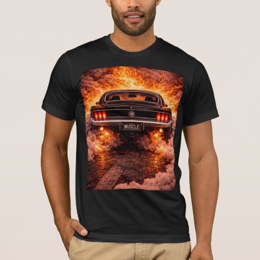 Klassieke 60s Fastback Spierauto Burnout T-shirt (Voorkant)