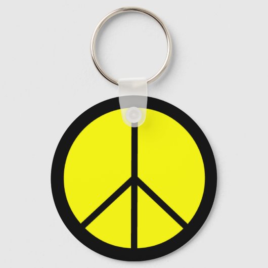 Klassieke 60s Groovy Peace Symbol Sleutelhanger (Voorkant)