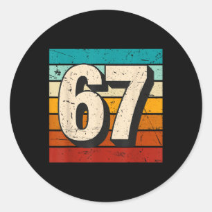 Klassieke 67 Meme Retro Zes Zeven Nummer Grappig 6 Ronde Sticker