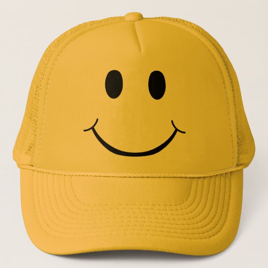 Klassieke 70's Gele Happy Face Trucker Pet (Voorkant)