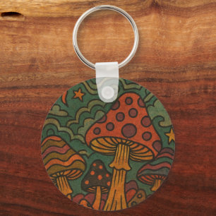 Klassieke 70s Psychedelische Paddenstoel Magische Sleutelhanger