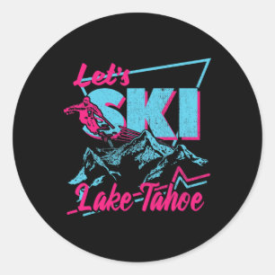 Klassieke 80s 90s Ski Kleding - Retro Lake Tahoe Ronde Sticker