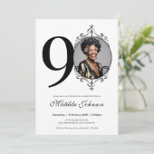 Klassieke 90e verjaardag Zwart-wit Custom Foto Kaart (Staand voorkant)