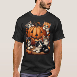 Klassieke 90S Kat Pompoen Halloween Retro Bloemig  T-shirt