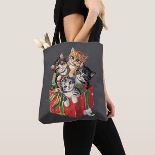 Klassieke 90s Kattenliefhebber Kerst Retro Katten  Tote Bag