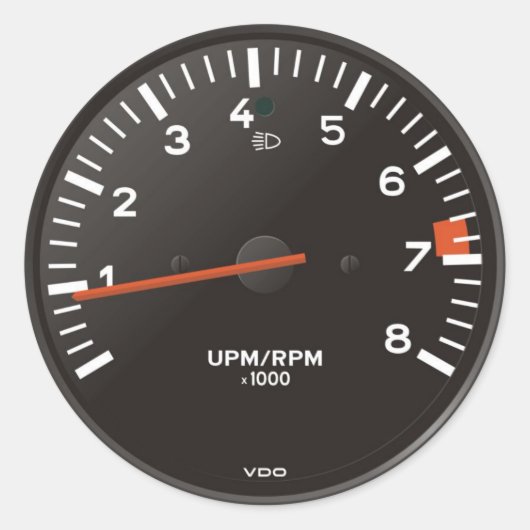 Klassieke 911 rev-teller (oude luchtgekoelde auto) ronde sticker (Voorkant)