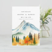 Klassieke aangepaste berg save the date (Staand voorkant)
