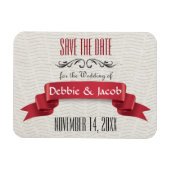 Klassieke Aangepaste Bewaar de datum Rode Banner Magneet (Horizontaal)